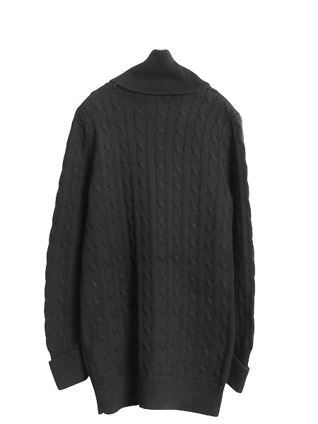 ラルフローレン タートルネック コットン ケーブル ニット セーター レディース М / ポロ スポーツ 長袖ニット ワンピース ハイネック 黒