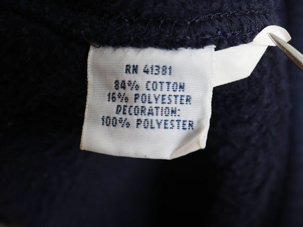 ポロ ラルフローレン スウェット スタジャン メンズ L 古着 ジャケット ジャンパー トレーナー 裏起毛 チェーンステッチ 刺繍 ボタスタ 紺