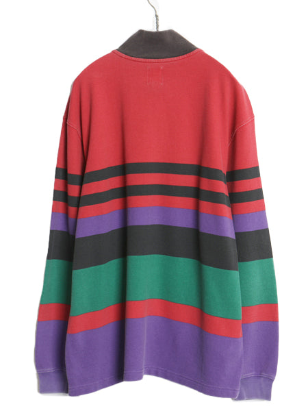 ギャップ ハーフジップ 鹿の子 トップス メンズ M ボーダー ロンT 長袖 Tシャツ カットソー ヘビーウェイト ハイネック ボックス ゆったり