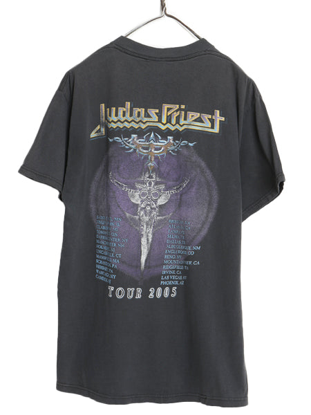 00s ジューダスプリースト 両面 ツアー プリント Tシャツ メンズ M 程/ オールド 当時物 グラフィック イラスト バンド ロック メタル 黒