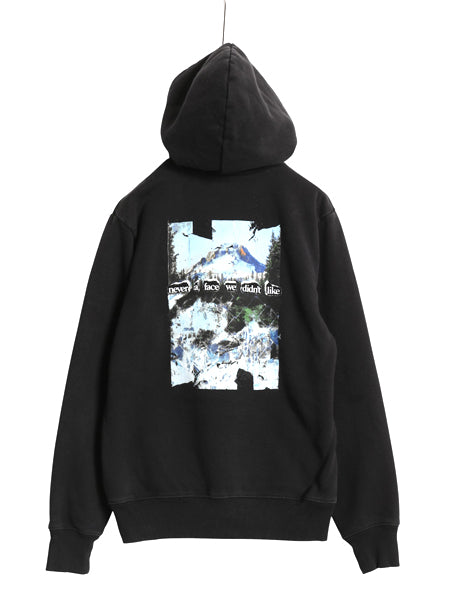 ノースフェイス 両面 プリント スウェット フード パーカー メンズ S / アウトドア グラフィック プルオーバー トレーナー 裏起毛 ブラック