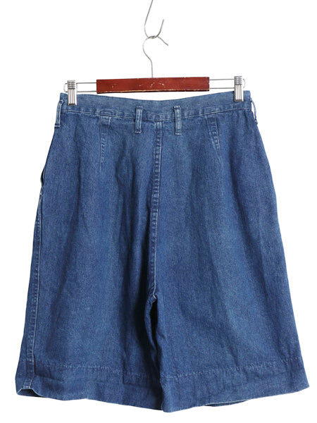 USA製 デニム ショートパンツ レディース 実寸 28 程 コットン ショーツ 短パン ハーフパンツ ジーンズ ジーパン タック入り ゆったり 濃紺