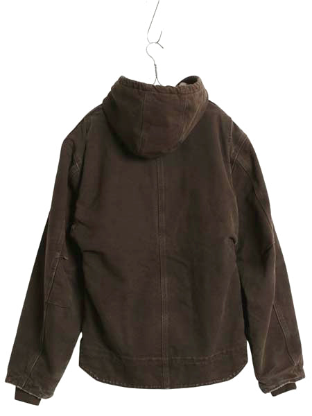 US企画 カーハート ダック シエラ ジャケット メンズ L / ワーク フルジップ フード パーカー 裏 ボア パイル フリース ブルゾン ブラウン