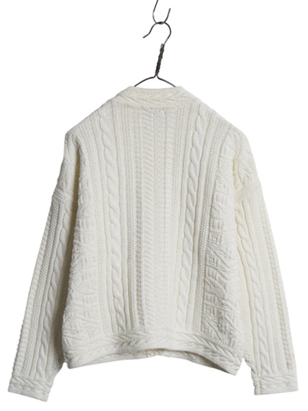 80s USA製 エルエルビーン フィッシャーマン ニット カーディガン レディース M ヴィンテージ 前開き 羽織り コットン セーター ナチュラル
