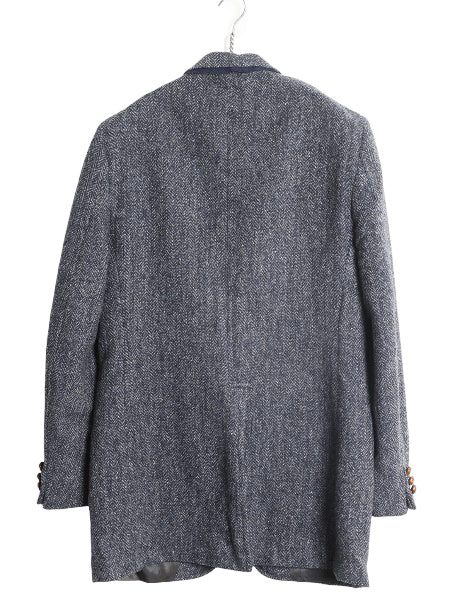 80s USA製 ハリスツイード テーラード ジャケット メンズ M 程/ ヴィンテージ ブレザー ウール ツイード ヘリンボーン ストライプ トラッド