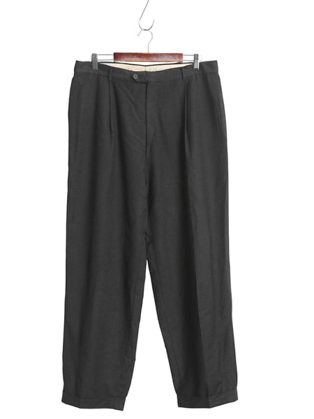 80s 90s アルマーニ フラノ ウール スラックス パンツ メンズ 実寸 36 28 程 古着 ヴィンテージ オールド タック入り ワイド ストレート 黒