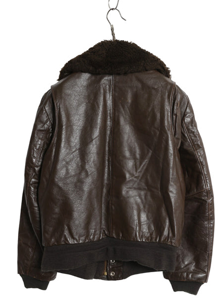 70s 80s USA製 EXCELLED G-1 タイプ 本革 レザー フライト ジャケット メンズ M 程 ヴィンテージ A-2 革ジャン ボンバー ボア ライナー付き