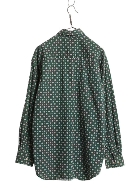 90s オールド ギャップ 総柄 長袖 ボタンダウン シャツ メンズ L / 古着 旧タグ BD コットン 長袖シャツ ポケット付き カジュアル グリーン