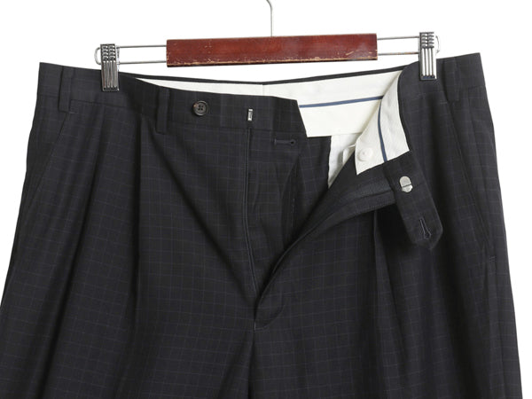 ラルフローレン グラフ チェック サマー スラックス パンツ メンズ 36 32 / 古着 ポロ ツータック ストレート パンツ シワになりにくい 黒