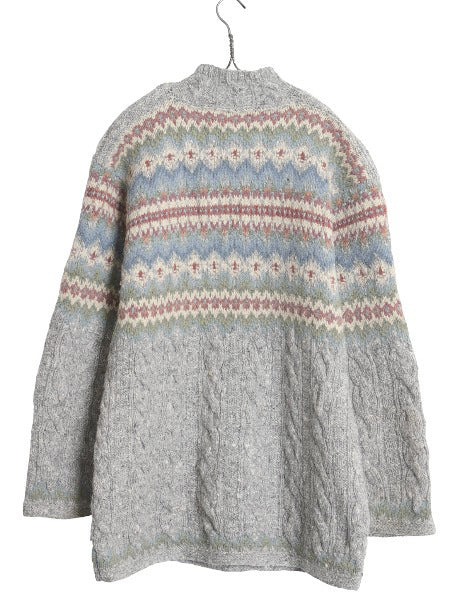 90s ローレン ラルフローレン ノルディック ニット セーター レディース S オールド ポロ ラム ウール ハンドメイド ハイネック ロング丈