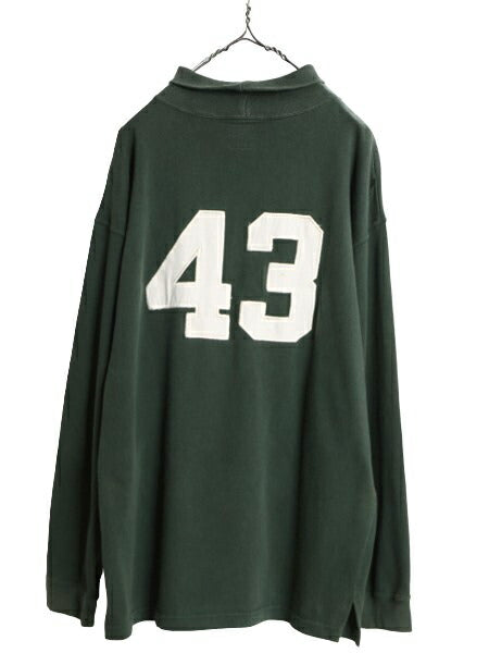 90s OLD GAP タートルネック 長袖 Tシャツ メンズ S / 90年代 オールド ギャップ ロンT ナンバリング ラガーシャツ 素材 ヘビーウェイト 緑