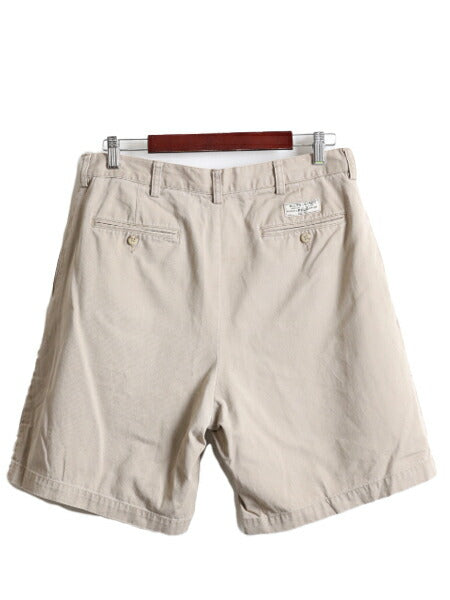 90s ■ ポロ ラルフローレン 2タック コットン チノ ショートパンツ メンズ 34 / POLO 90年代 オールド ショーツ ポロチノ 短パン ベージュ