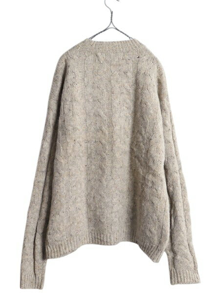 90s OLD GAP ウール ケーブル ニット セーター メンズ M / 古着 オールド ギャップ 旧タグ Vネック フィッシャーマン アラン ネップ 無地
