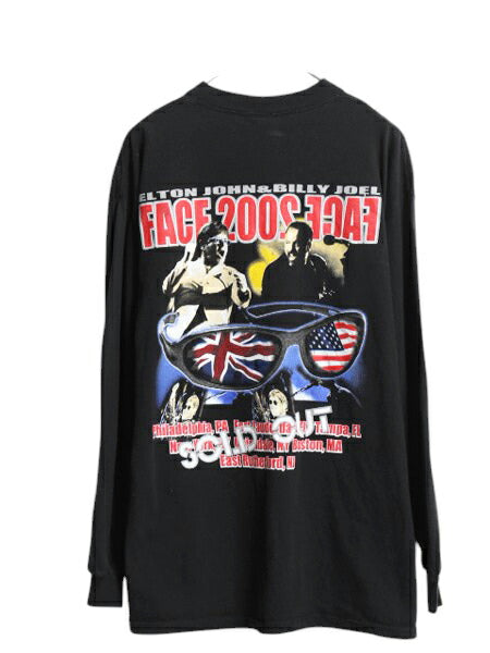 00s ビリージョエル エルトンジョン ツアー 両面 プリント 長袖 Tシャツ メンズ XL / フォト ロンT ロングスリーブ ブラック 大きいサイズ