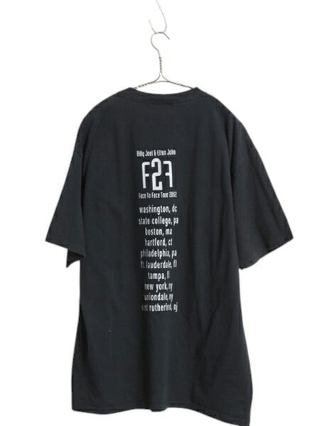 00s ビリージョエル x エルトンジョン ツアー プリント Tシャツ メンズ XL 古着 オールド オフィシャル 当時物 フォト シングルステッチ 黒