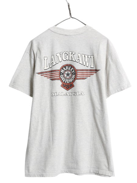 90s ハーレー ダビットソン イーグル イラスト 両面 プリント Tシャツ メンズ L / 古着 オールド 当時物 オフィシャル バイク グラフィック