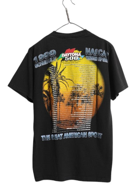 90s USA製 ナスカー 両面 イラスト プリント Tシャツ メンズ M / オールド グラフィック アート ヘビーウェイト モータースポーツ ブラック