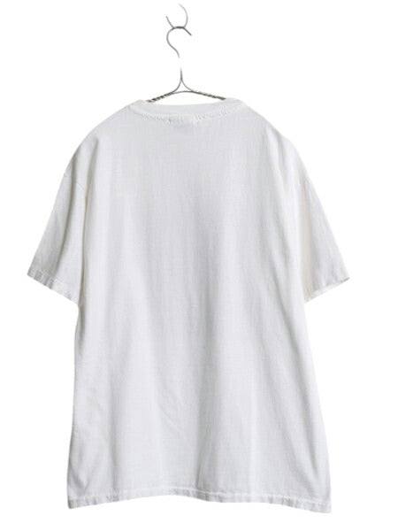 90s USA製 アート イラスト プリント Tシャツ メンズ L / オールド グラフィック シングルステッチ ヘビーウェイト カットソー 企業物 白