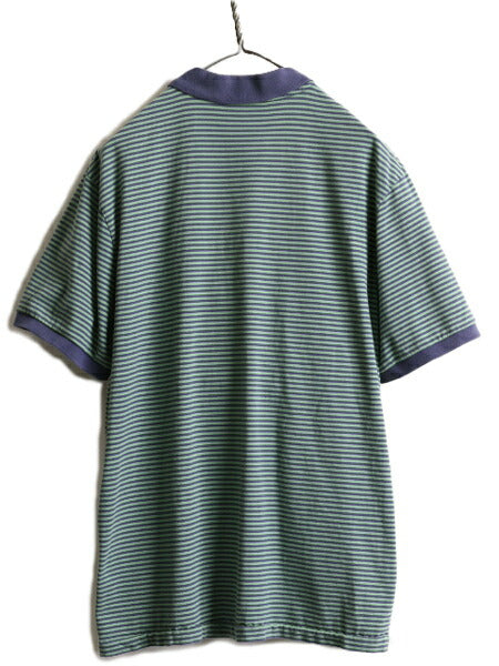 スカル 刺繍 ■ ラグビー ラルフローレン ボーダー 半袖 ポロシャツ ( XL 小さめ メンズ L 程) POLO RUGBY ポロ 半袖シャツ ポケット付き