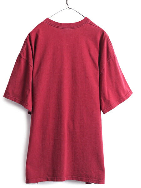00s 大きいサイズ XXL ■ ナイキ スウォッシュ 刺繍 半袖 Tシャツ メンズ 2XL 古着 00年代 NIKE ヘビーウェイト ロゴT ワンポイント エンジ