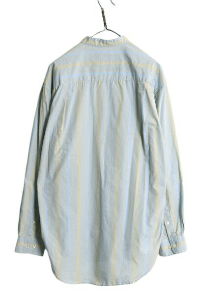 90s OLD GAP ストライプ 長袖 バンドカラー シャツ メンズ M オールド ギャップ 長袖シャツ ノーカラー コットン ワイシャツ ポケット付き