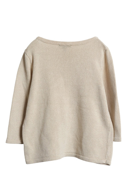 90s ローレン ラルフローレン ボートネック コットン ニット セーター レディース L / オールド 7分袖 カットソー 無地 シンプル トップス