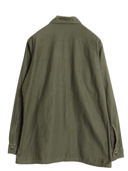 60s 米軍実物 US ARMY コットン サテン ユーティリティ シャツ M / ヴィンテージ OG107 シャツ袖 2nd ミリタリー 軍物 長袖シャツ カーキ