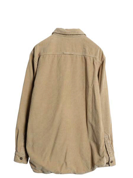 00s エルエルビーン 細畝 コーデュロイ 長袖 シャツ メンズ M オールド アウトドア チェック フランネル ライナー ポケット付き ジャケット