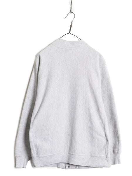 90s USA製 ★ チャンピオン リバースウィーブ スナップ カーディガン メンズ L スウェット トレーナー ポケット付き ワンポイント グレー