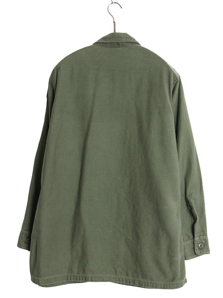 60s 米軍実物 US ARMY コットン サテン ユーティリティ シャツ M / ヴィンテージ 68年製 OG107 シャツ袖 2nd ミリタリー 軍物 ワッペン付き