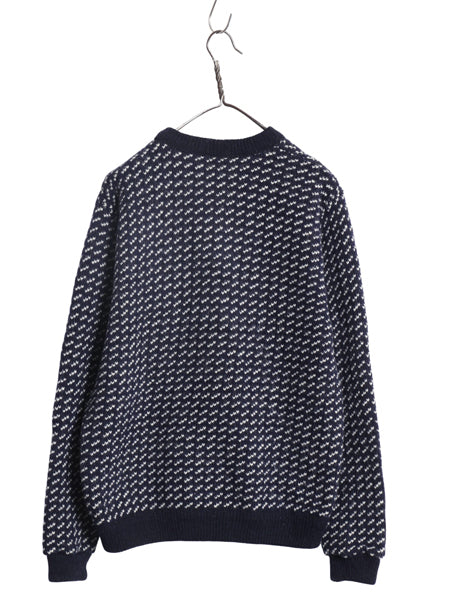 80s ノルウェー製 ★ エルエルビーン バーズアイ ニット セーター メンズ M / 古着 ヴィンテージ ウール ノルディック 総柄 ツートン 紺 白