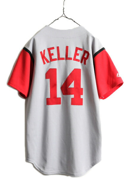 USA製 ■ MLB オフィシャル Majestic シンシナティ レッズ 半袖 ベースボール シャツ メンズ M 程/ ユニフォーム ゲームシャツ 大リーグ