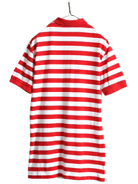 クッキークレスト 90s ■ ポロ ラルフローレン ボーダー 鹿の子 半袖 ポロシャツ メンズ M / 90年代 オールド POLO ワンポイント 2トーン