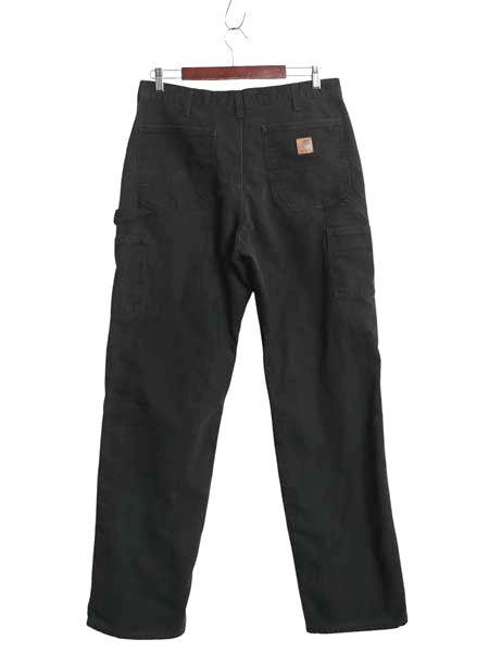 US企画 カーハート ウォッシュド ダック ペインター パンツ メンズ 33 34 フランネル ライナー付き ストレート ボトムス ヘビーウェイト 黒