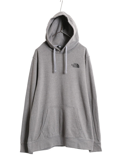 ノースフェイス 両面 プリント スウェット フード パーカー メンズ XL 古着 グラフィック プルオーバー トレーナー 裏起毛 大きいサイズ 灰