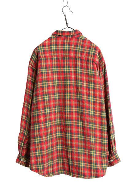 90s オールド ギャップ チェック ボタンダウン ヘビー フランネル シャツ メンズ XL / 紺タグ コットン レーヨン ネルシャツ 大きいサイズ