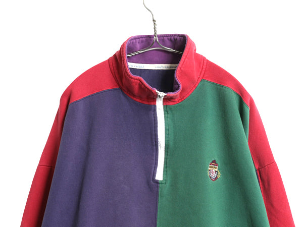 80s チャップス ラルフローレン ハーフジップ スウェット メンズ XL 程 ヴィンテージ トレーナー 裏起毛 クレイジー パターン 大きいサイズ