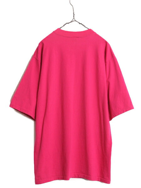 90s USA製 ラッセル モックネック 無地 半袖 Tシャツ メンズ L / 古着 90年代 オールド RUSSELL ヘビーウェイト ビッグシルエット ピンク