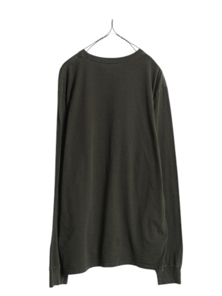 ノースフェイス プリント 長袖 Tシャツ メンズ L 古着 アウトドア ロンT ロングスリーブ クルーネック カットソー ワンポイント グリーン