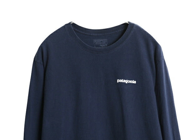 パタゴニア 両面 プリント 長袖 Tシャツ メンズ L 17年製 アウトドア ロンT ロングスリーブ P6 バックプリント ボックスロゴ カットソー 紺