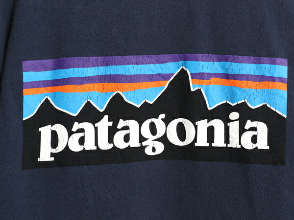 パタゴニア 両面 プリント 長袖 Tシャツ メンズ L 17年製 アウトドア ロンT ロングスリーブ P6 バックプリント ボックスロゴ カットソー 紺
