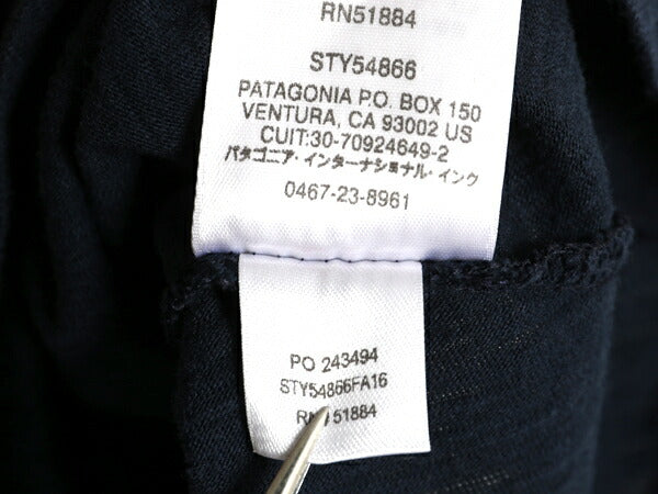 パタゴニア Vネック 無地 長袖 Tシャツ レディース М 16年製 アウトドア インナー アンダーシャツ カットソー ロンT シンプル スラブ織り
