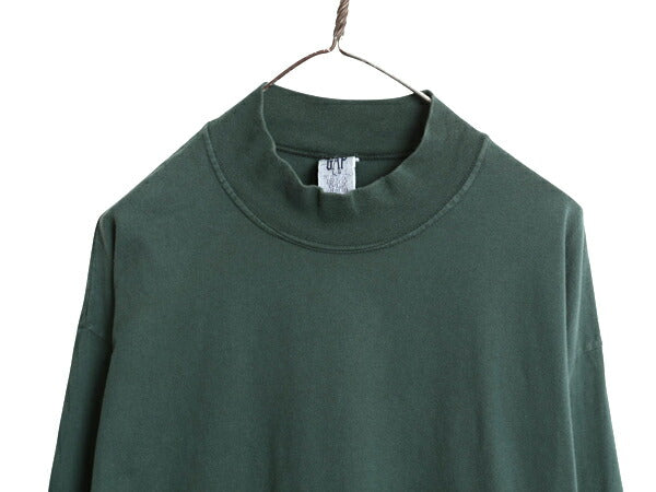 90s USA製 オールド ギャップ モックネック 長袖 Tシャツ メンズ L / オールド 無地 ロンT シングルステッチ ヘビーウェイト カットソー 緑