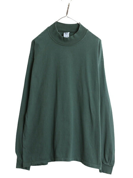 90s USA製 オールド ギャップ モックネック 長袖 Tシャツ メンズ L / オールド 無地 ロンT シングルステッチ ヘビーウェイト カットソー 緑