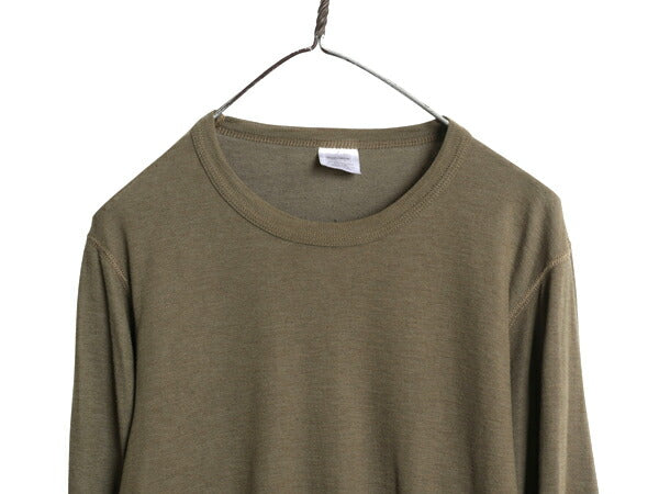 90s デュオフォールド 2レイヤー 長袖 Tシャツ メンズ M / オールド ロングTシャツ ロンT アンダーシャツ カットソー インナー 無地 カーキ