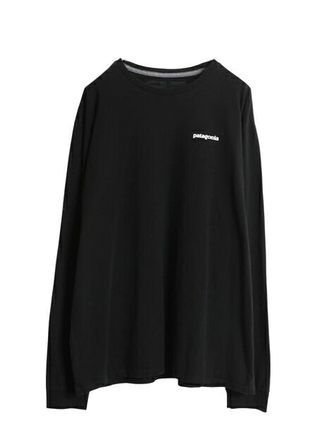 パタゴニア 両面 プリント 長袖 Tシャツ メンズ L / アウトドア ロンT フィッツロイ トラウト カットソー グラフィック バックプリント 黒