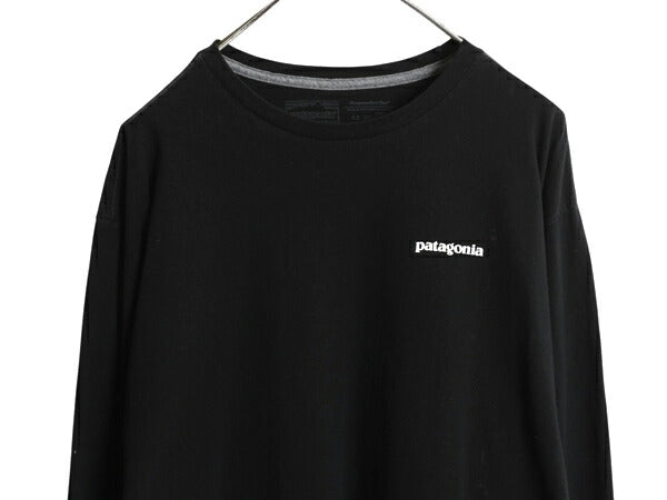 パタゴニア 両面 プリント 長袖 Tシャツ メンズ L / アウトドア ロンT フィッツロイ トラウト カットソー グラフィック バックプリント 黒
