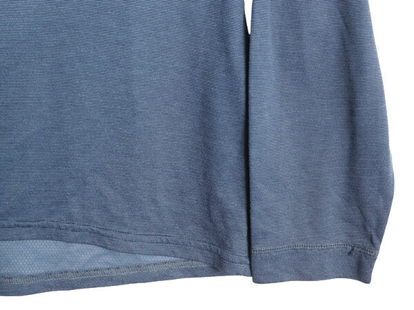 00s USA製 パタゴニア モックネック キャプリーン 長袖 Tシャツ メンズ L / 03年製 オールド ロンT ボーダー ストレッチ アンダーシャツ 青