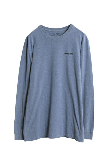 パタゴニア 両面 プリント 長袖 Tシャツ メンズ М 古着 19年製 ロンT ロングスリーブ フィッツロイ バイソン イラスト バックプリント 青