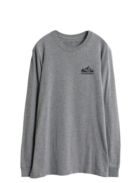 パタゴニア 両面 プリント 長袖 Tシャツ メンズ M 19年製 ロンT ロゴT ロングスリーブ グラフィック フィッツロイ スコープ カットソー 灰
